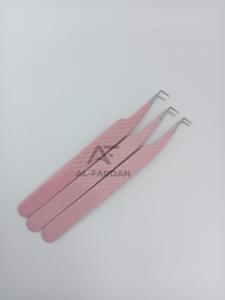 Pinzas de pestañas de acero inoxidable de calidad superior con ángulo delgado de 90 grados, punta afilada de Color desnudo para extensiones de volumen, venta al por mayor - Product Image 3