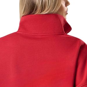 Sudadera roja con cremallera de 1/4 para mujer, estilo casual, holgada, de manga larga, transpirable, para invierno - Product Image 4