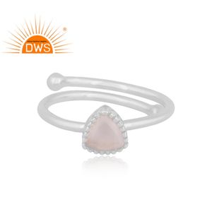 แหวนพลอยมูนสโตนสีขาวธรรมชาติเงินสเตอร์ลิงเครื่องประดับแบบวางซ้อนกันได้ - Product Image 2