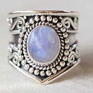 925 Sterling Silver Rainbow Moonstone <b>Statement</b> <b>Ring</b> Handmade Boho June Birthstone Jewelry Inlay Perfect Gift for Her Birthday - Product Image 6