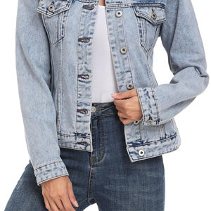 Precio ajustable Chaqueta de mezclilla de mujer antiarrugas chaqueta de mezclilla ligera transpirable de calidad premium con totalmente personalizado - Product Image 5
