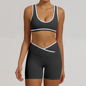 Conjunto de sujetador y pantalones de Yoga con cordón de cintura alta para mujer, 2 uds., ropa activa, secado rápido, transpirable, Spandex/nailon, conjuntos de Yoga para Fitness - Product Image 4