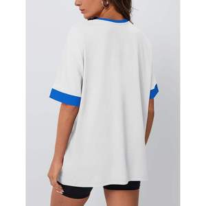 2024 Trending Oversized Women T-<b>Shirt</b> Ringer Crew Neck Short Sleeve Cotton Streetwear Baggy Casual Tee <b>Shirt</b> Custom Logo Bulk - Product Image 5