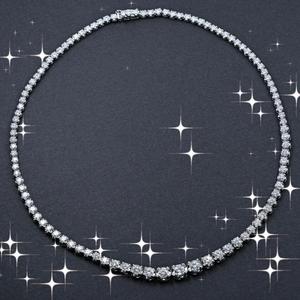 สร้อยคอเทนนิสประดับเพชร10กะรัตสำหรับผู้หญิง925ทึบทำจากเงินสเตอร์ลิงแพลตตินัมเสร็จสิ้นได้รับการรับรอง IGI - Product Image 2