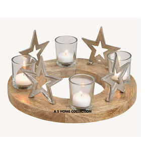 Étoile de Noël Design Base en bois naturel Bougeoirs Décoration Artisanat Objet Idées cadeaux Bougeoirs - Product Image 2