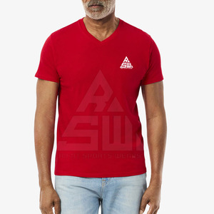 T-shirt classique en polyester/coton à col rond, logo personnalisé, vêtements de rue unis pour homme, écologique, léger, vente en gros - Product Image 2