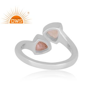 Superventas plata esterlina fina Arco Iris Luna piedra y melocotón Luna piedra preciosa anillo ajustable joyería personalizada para mujer regalo F - Product Image 4