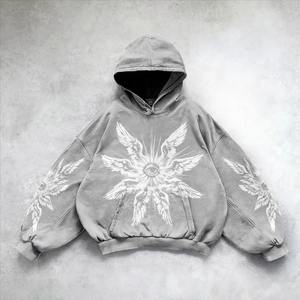 Sweat-shirt à capuche pour homme, imprimé graphique surdimensionné rétro gothique personnalisé, noir, ample, manches longues - Product Image 4