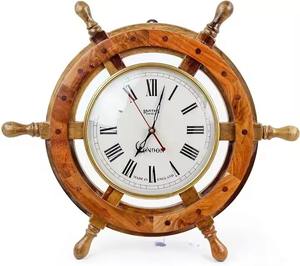 H.M.A Handicrafts Silent Analog Brass Nautical <b>Clock</b> Art Deco Design Easy Read Office Home Use Bedroom Wedding Occasion - Product Image 2