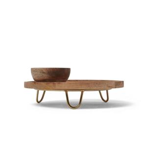 Dernier plateau en bois de forme ronde MOP Design Plat de service avec base en aluminium Support pour dattes Noix Fruits Utilisation de service - Product Image 2