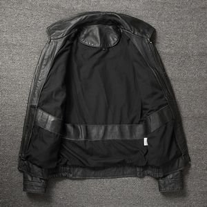 Veste en cuir véritable de style motard classique pour homme, taille plus, coupe-vent, respirante, écologique, fermeture éclair pour le printemps, l'automne et l'hiver - Product Image 5