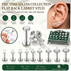 Maßgefertigter Körperschmuck-Hersteller OEM ODM ASTM F136 Implantatqualität Titan Labret Clicker Bauchnabelpiercing - Product Image 1
