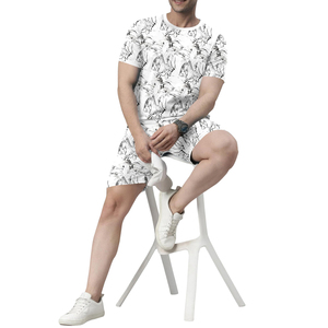 T-shirt en polyester/coton et ensemble jumeau court pour hommes Ensemble de shorts pour hommes à bas prix décontracté Sports Fitness - Product Image 4