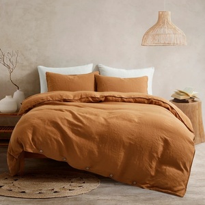 Juego de funda nórdica tamaño Queen de lino 100%, 3 uds., ropa de cama de lino francés lavado de lino suave, 200TC sólido de patrón para el hogar, boda, Hospital - Product Image 3