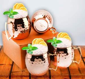 Mules de Moscou | 3.7x4 pouces Grand 18 oz Ensemble de 4 tasses | Doublure en acier inoxydable | Placage de cuivre pur - Product Image 3