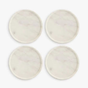 ชุดที่รองแก้วหินหินอ่อนสีขาวทรงกลมหรูหรา4ชิ้นสำหรับป้องกันโต๊ะและตกแต่งบ้านถาดรองแก้วขายดี - Product Image 1