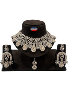 Ensemble de bijoux en diamants vintage classiques élégants-Boucles d'oreilles collier élégantes pour mariages fêtes fiançailles idée cadeau à la mode - Product Image 2