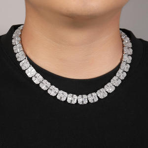 Venta caliente plateado Vvs claridad Moissanite diamante enlace collar estilo Hip Hop redondo corte brillante pulsera fina joyería - Product Image 1