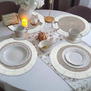 El mejor diseño temático, vajilla redondeada, mantel decorativo con cuentas de vidrio, Mantel Individual para fiestas y otras funciones - Product Image 6