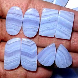 Paire de pierres précieuses en quartz agate dentelle bleue naturelle Cabochon lâche pour la fabrication de boucles d'oreilles en gros tailles personnalisables de qualité AAAAA - Product Image 1