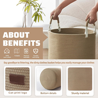 Panier à linge KUYUE, panier à linge en corde tressée avec poignées, grand panier de rangement décoratif pour vêtements et couvertures