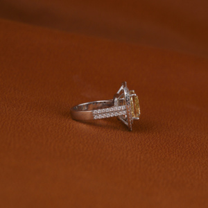Custom Yellow <b>Cushion</b> Cut Lab Grown Diamond 18KT Solid White Gold Jewelry Latest Design Bling Engagement Ring <b>for</b> Gift - Product Image 4