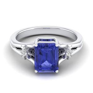 Bague solitaire en or massif 14 carats avec pierre précieuse tanzanite taille émeraude de 2,5 carats, prix de gros REYES, cadeaux de mariage de luxe, bijoux fins - Product Image 5