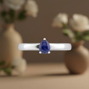 Anillo de Compromiso Clásico con Tanzanita Natural de 0.26ct, Corte Pera, Plata de Ley 925, Joyería de Moda - Product Image 3