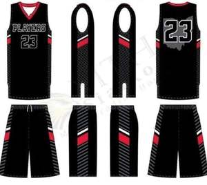 Nouvel arrivage d'uniforme de basket-ball pour hommes jeune <span class=keywords><strong>maillot</strong></span> respirant noir rouge Design Plus Size Option pour garçons - Product Image 5