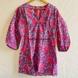 Beautiful floral Cotton Block Printed <b>dress</b> <b>Dress</b> For Casual wear Hand Block Printed <b>Dress</b> - Product Image 4