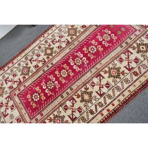 Tapis Vintage en Laine Turque Rouge Beige Patchwork Design Grand Rectangle 39X64 pieds Support en Latex 10mm pour Couloir Chambre - Product Image 5