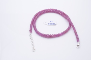 Pink Sapphire Faceted Roundel Shape Beads Necklace With <b>Silver</b> Adjustable Chain & Lock - Product Image 5