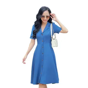 最热门的趋势高品质越南工艺2023年将蓝色连衣裙和优雅背心完美融合