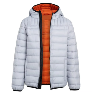 OEM ODM Hooded Canvas Puffer Jacket Custom Logo Front <b>Waterproof</b> Windproof Lightweight Winter Coat <b>Warm</b> Outerwear Unisex 100% - Product Image 5