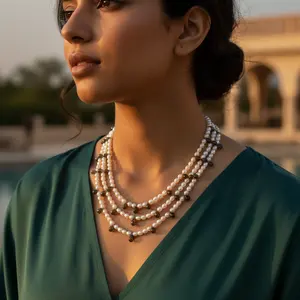 Collier statement pour femme en perles et pierres précieuses, chaîne en diamant, style religieux, pour mariage et cadeau - Product Image 1