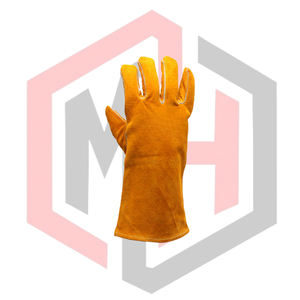 Gants de travail en cuir pleine longueur résistants à la chaleur 11 oz, texture lisse, en cuir de vachette robuste, pour soudure, résistants aux déchirures et anti-coupures - Product Image 2