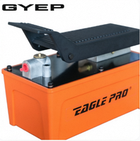 Promotion GYEP Powerteam Pompe à air hydraulique 24V en acier à commande au pied avec moniteur de pression des pneus pour réparation de châssis de voiture et vérins de levage Garantie 12 mois