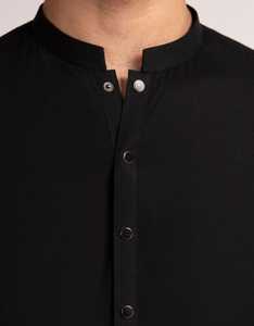 Dernier design traditionnel ethnique afghan musulman, shalwar kameez noir pour homme, costume 2 pièces, col respirant, style régulier, fête, hiver - Product Image 2