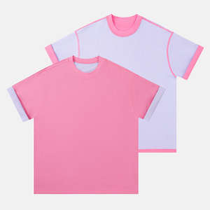 เสื้อทีเชิ้ตขนาดใหญ่ผ้าถักแบบทึบทั้งสองด้านใส่65% ผ้าฝ้าย35% โพลีเอสเตอร์280กรัมสองสี - Product Image 6