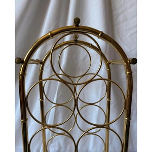 Vintage Brass Bamboo <b>Wine</b> Rack for 7 Bottles Hollywood Regency Style Housewarming Gifts - Product Image 5