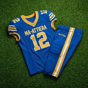 Maillot de football américain bleu personnalisé pour homme adulte, pantalon rembourré, uniforme d'équipe numéro 12, vêtements de sport respirants, OEM ODM - Product Image 5