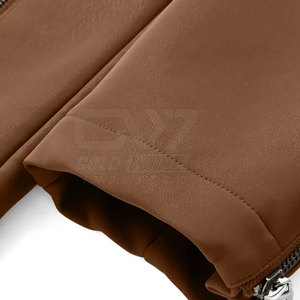 Veste en cuir stylée pour homme avec fermeture éclair sur le devant et col montant pour veste d'hiver décontractée et streetwear pour homme - Product Image 5