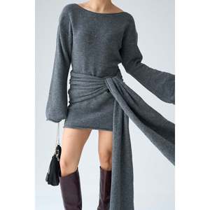 ชุดถักแอนทราไซต์พร้อมผ้าคลุมไหล่ - Product Image 4