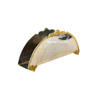 Hotel Restaurant Tissue Holder Luxury Handmade Classic <b>Stainless</b> <b>Steel</b> Brass Design Border Silver Shiny Finished Metal <b>Table</b> - Product Image 1