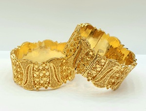 ชุดเครื่องประดับกำไลข้อมือ2ชิ้นที่หรูหราของผู้หญิงชุบทอง24KT - Product Image 2