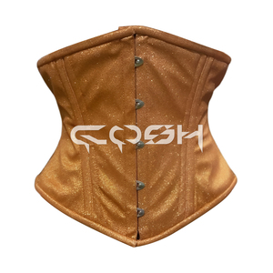 Corsé Brillante Naranja de Moda para Fiesta, Corsé Ajustado con Cordones Debajo del Busto |   Corsé de Moda Glamuroso al por Mayor - Product Image 1