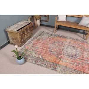 Tapis turc 5,6x9,1 pi (172x277 cm), tapis vintage à carreaux rouges - Product Image 5