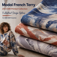 Tela de Felpa Francesa Modal con Estampado Abstracto Artístico para Ropa Casual de Casa, Tejido de Punto Suave para Marcas, Venta al por Mayor, Pedidos a Granel