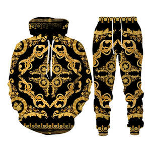 Sweat-shirt à capuche et pantalon de survêtement en coton imprimé pour hommes, vêtements de sport décontractés lourds avec logo personnalisé, mode moderne et élégante, vente en gros - Product Image 1