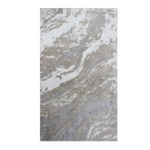 Tapis de bain et de douche rectangulaire Vega 70x120cm Ecru en coton recyclé jacquard à motif abstrait, teint en fil - Fabriqué en Turquie - Product Image 2